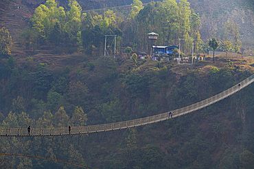 Hanging Bridge of Pokhara over the Bhalam River, Pokhara, Nepal, Asia