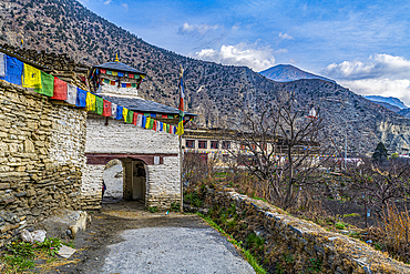 Historical village of Marpha, Jomsom, Himalayas, Nepal, Asia