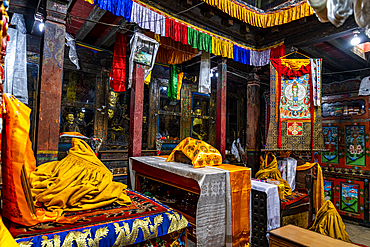 Interior of the Garphu Monastery, Garphu, Kingdom of Mustang, Himalayas, Nepal, Asia