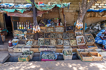 Local roots and leaves, traditional medicine market, Garoua, Northern Cameroon, Africa