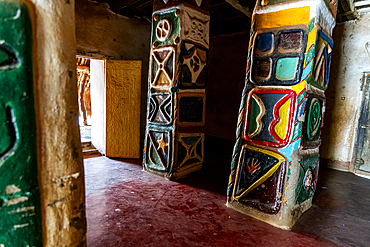 Colourful interior of the Lamido Palace, Ngaoundere, Adamawa region, Northern Cameroon, Africa