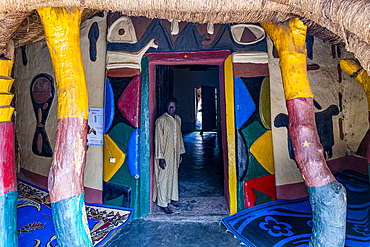 Colourful interior of the Lamido Palace, Ngaoundere, Adamawa region, Northern Cameroon, Africa