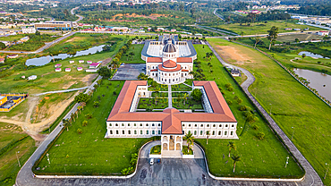 Aerial of the Basilica of the Immaculate Conception, Mongomo, Rio Muni, Equatorial Guinea, Africa