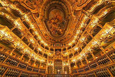 Interior of the Margravial Opera House, UNESCO World Heritage Site, Bayreuth, Bavaria, Germany, Europe