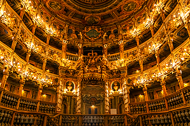 Interior of the Margravial Opera House, UNESCO World Heritage Site, Bayreuth, Bavaria, Germany, Europe