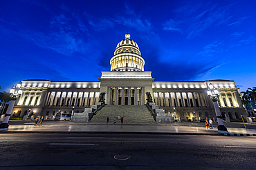 Night shot of the Parliament of Havana, Cuba, West Indies, Central America