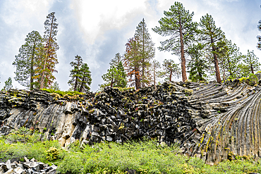 Rock formation of columnar basalt, Devils Postpile National Monument, Mammoth Mountain, California, United States of America, North America