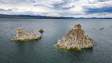 Outcrops in the saline soda lake, Mono Lake, California, United States of America, North America