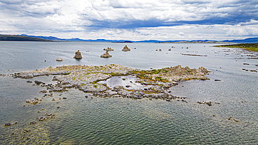 Outcrops in the saline soda lake, Mono Lake, California, United States of America, North America