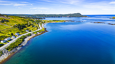 Aerial of the island near Ferryland, Avalon Peninsula, Newfoundland, Canada, North America