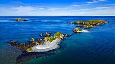 Aerial of the island near Ferryland, Avalon Peninsula, Newfoundland, Canada, North America