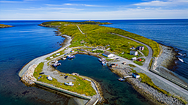 Aerial of the island near Ferryland, Avalon Peninsula, Newfoundland, Canada, North America