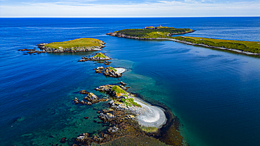 Aerial of the island near Ferryland, Avalon Peninsula, Newfoundland, Canada, North America