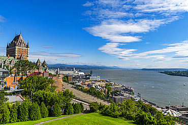 View over Chateau Frontenac and the Saint Lawrence River, Quebec City, Quebec, Canada, North America