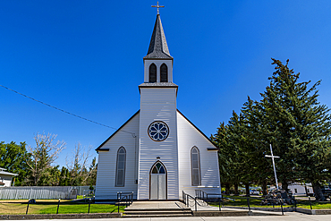 Old church in Fort Macleod near the UNESCO site of Head Smashed in Buffalo Jump, Alberta, Canada, North America