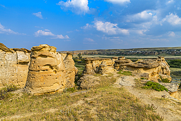 Hoodoos along the Milk River, Writing-on-Stone Provincial Park, UNESCO World Heritage Site, Alberta, Canada, North America