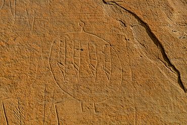 Indian rock carving, Writing-on-Stone Provincial Park, UNESCO World Heritage Site, Alberta, Canada, North America