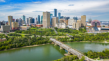 Aerial of the skyline of Edmonton, Alberta, Canada, North America