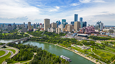 Aerial of the skyline of Edmonton, Alberta, Canada, North America