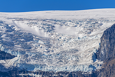 Glaciers looming over the Glacier Parkway, Alberta, Canada, North America