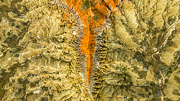 Aerial of the sandstone erosion landscape of Miradouro da Lua (Viewpoint of the Moon), south of Luanda, Angola, Africa