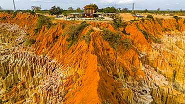 Aerial of the sandstone erosion landscape of Miradouro da Lua (Viewpoint of the Moon), south of Luanda, Angola, Africa