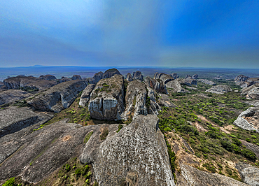 Aerial of black rocks of Pungo Andongo, Malanje, Angola, Africa