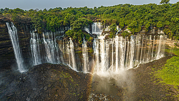 Aerial of the third highest waterfall in Africa, Calandula Falls, Malanje, Angola, Africa