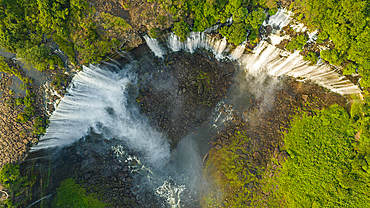 Aerial of the third highest waterfall in Africa, Calandula Falls, Malanje, Angola, Africa