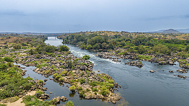 Aerial of the Cuanza river, Cuanza Sul province, Angola, Africa