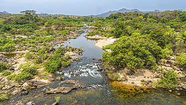 Aerial of the Cuanza river, Cuanza Sul province, Angola, Africa