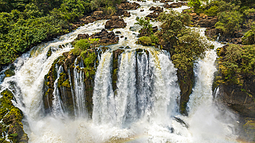 Aerial of the Binga waterfalls, Kwanza Sul, Angola, Africa