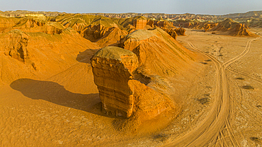 Aerial of a sandstone canyon, Namibe (Namib) desert, Iona National Park, Namibe, Angola, Africa