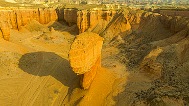 Aerial of a sandstone canyon, Namibe (Namib) desert, Iona National Park, Namibe, Angola, Africa