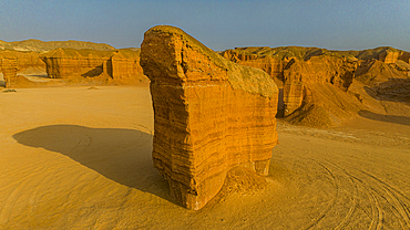 Aerial of a sandstone canyon, Namibe (Namib) desert, Iona National Park, Namibe, Angola, Africa