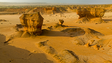 Aerial of a sandstone canyon, Namibe (Namib) desert, Iona National Park, Namibe, Angola, Africa