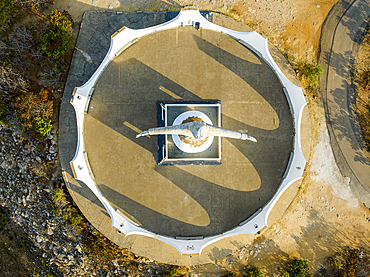 Aerial of the Christ the King Statue, overlooking Lubango, Angola, Africa