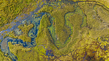 Aerial of the Mundolola lagoon, Moxico, Angola, Africa