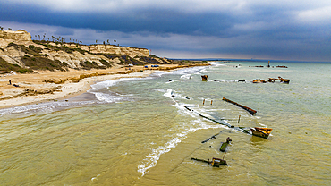 Shipwreck beach, Bay of Santiago, Luanda, Angola, Africa