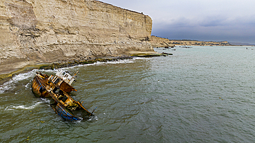 Shipwreck beach, Bay of Santiago, Luanda, Angola, Africa