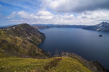 The caldera of Lake Mashu, Akan National Park, Hokkaido, Japan, Asia