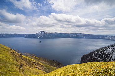 The caldera of Lake Mashu, Akan National Park, Hokkaido, Japan, Asia