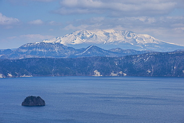 The caldera of Lake Mashu, Akan National Park, Hokkaido, Japan, Asia