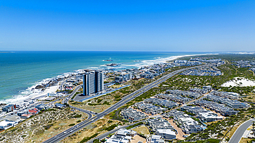 Aerial of Bloubergstrand Beach, Table Bay, Cape Town, South Africa, Africa