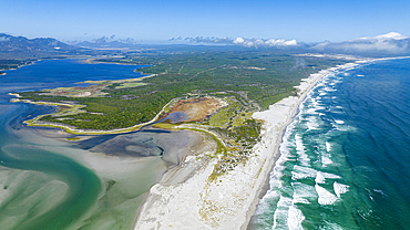 Aerial of the Klein River Lagoon, Hermanus, Western Cape Province, South Africa, Africa