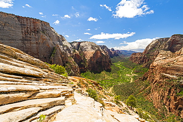 View down Zion Canyon from Angels Landing, Zion National Park, Utah, United States of America, North America