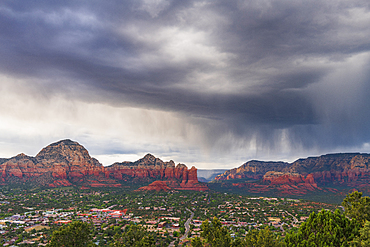 Moody sky over Sedona from Airport Mesa, Sedona, Arizona, United States of America, North America