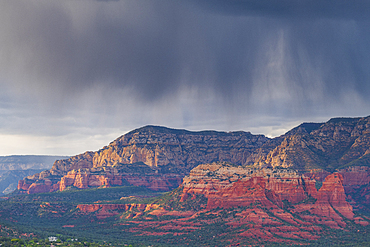 Moody sky over Sedona from Airport Mesa, Sedona, Arizona, United States of America, North America