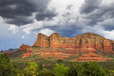 Moody sky over the Red-Rock buttes, Sedona, Arizona, United States of America, North America