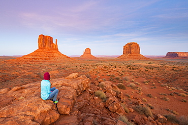 Sandstone buttes in Monument Valley Navajo Tribal Park on the Arizona-Utah border, United States of America, North America